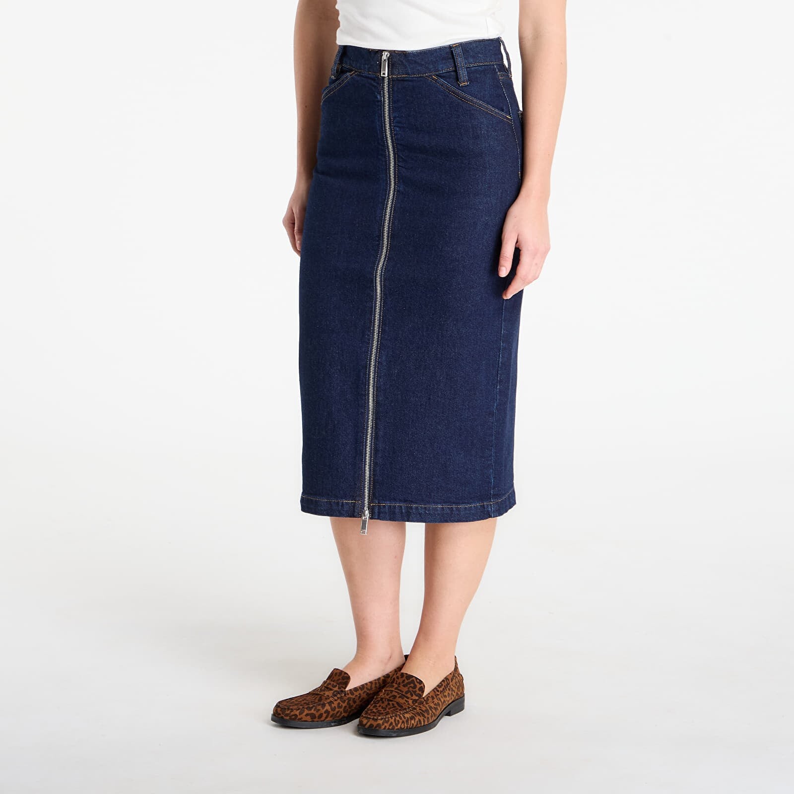 Calvin Klein Jeans Denim Zip Front Skirt Blue 27