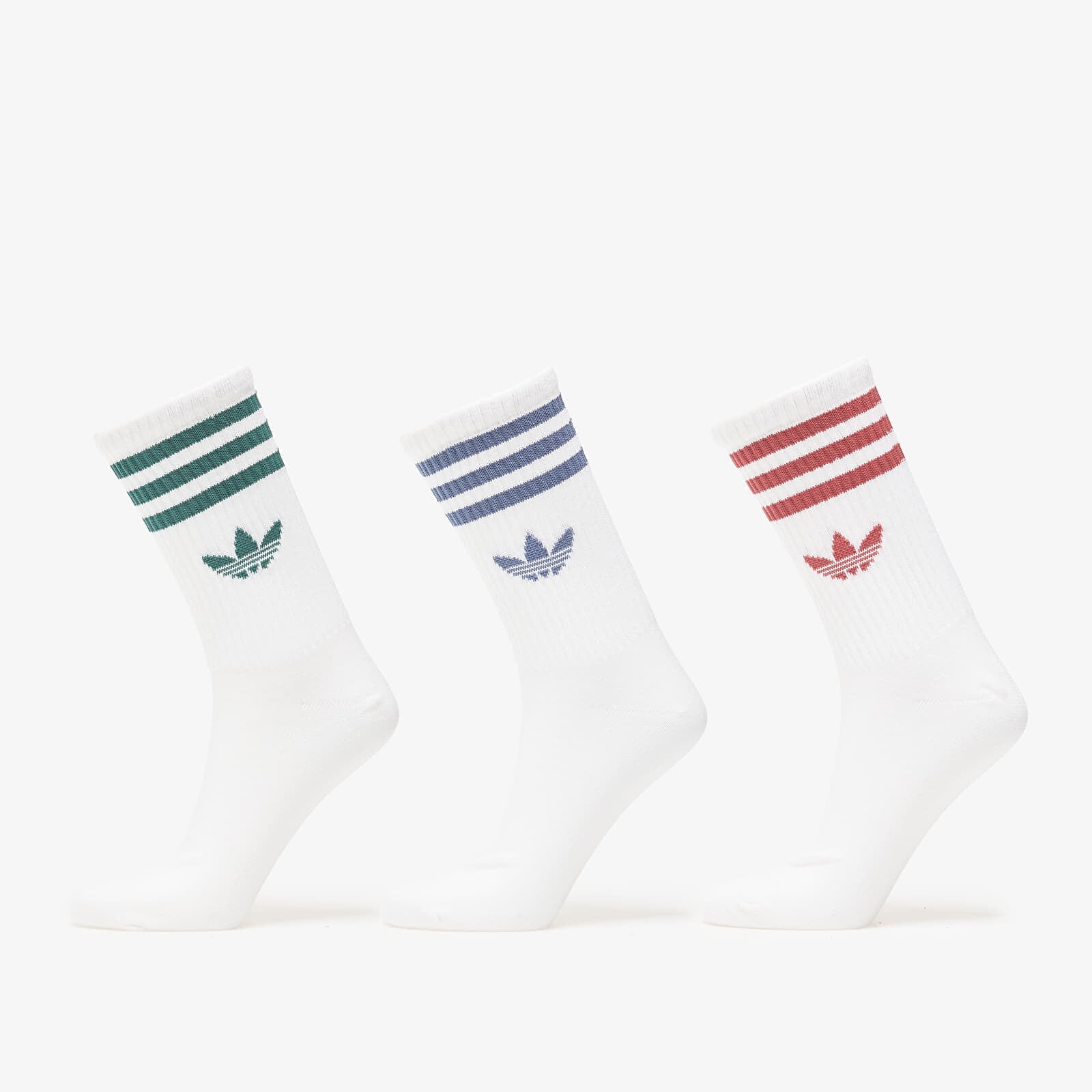 adidas 3S Crew Socks 3-Pack White/ Preloved Ruby/ Prloin/ Cgreen L