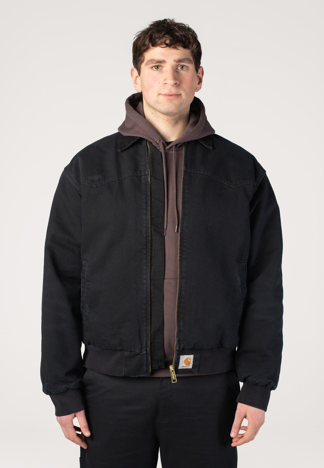 Carhartt WIP - OG Santa Fe Grind Wash Black/Black - Jacket - black - L - 100% Organic Cotton