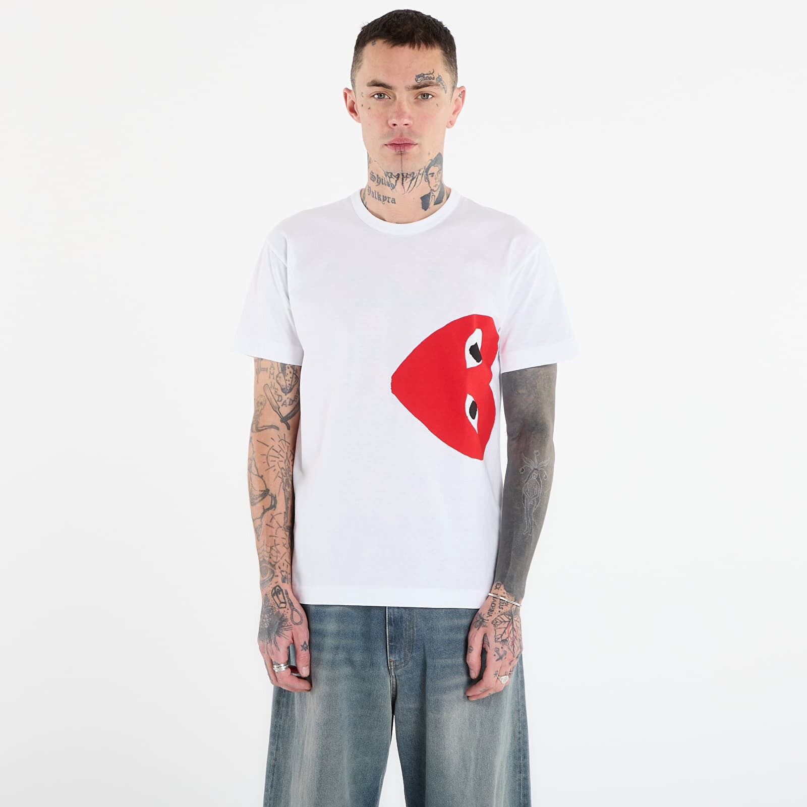 T-shirt Comme des Garçons PLAY T-Shirt Logo Print Knit UNISEX White XXL