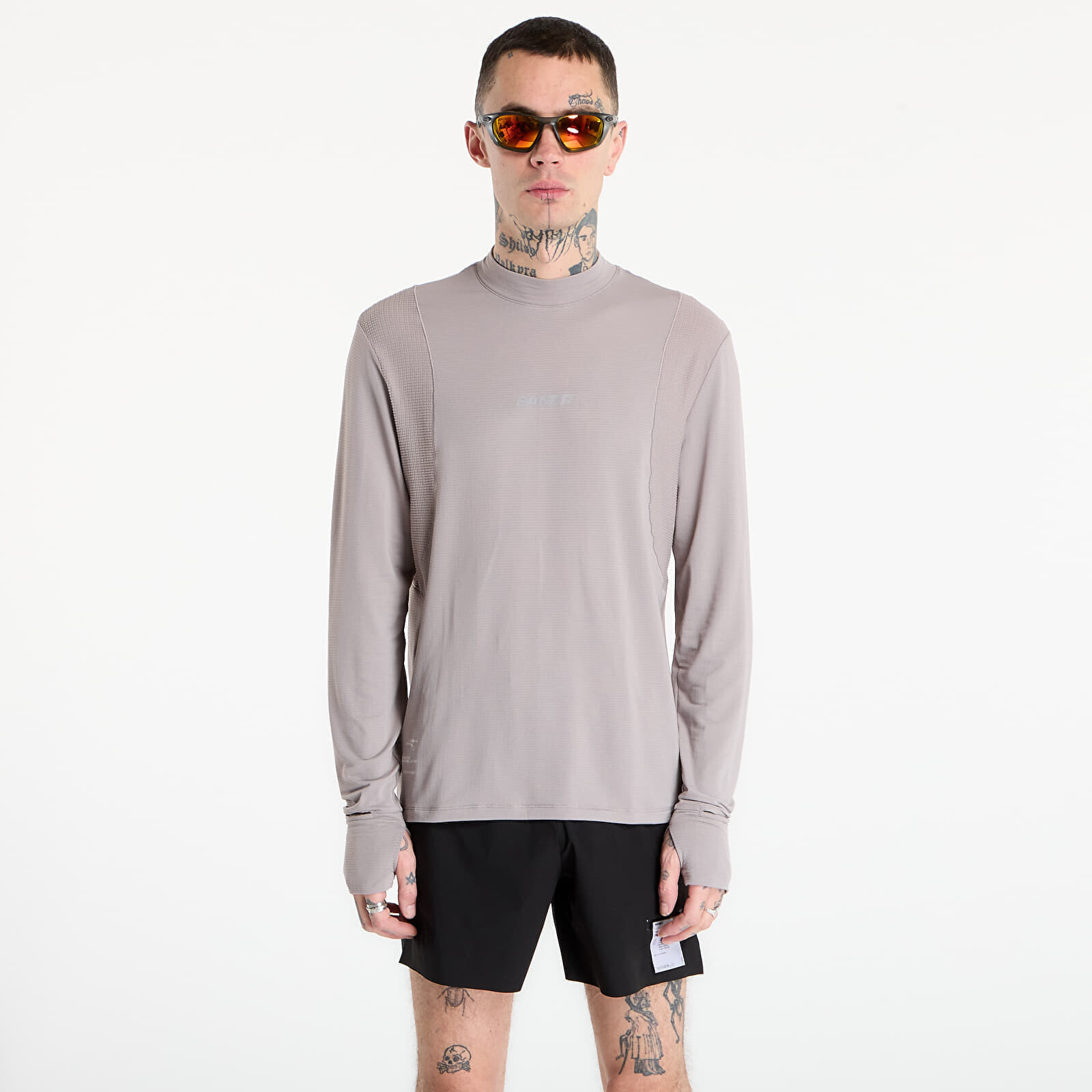 T-shirt BANDIT AuraGrid™ Mockneck Long Sleeve Zinc L