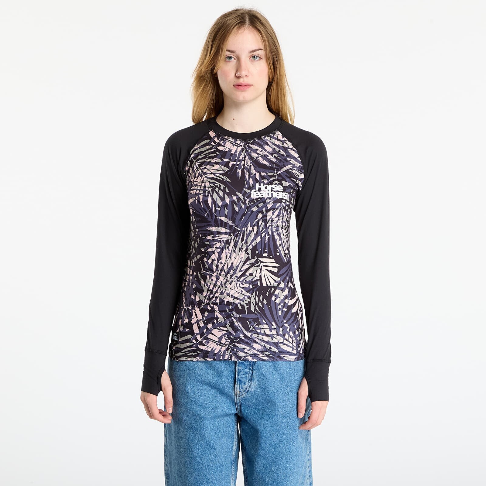 T-shirt Horsefeathers Mirra Top Black Leaves S