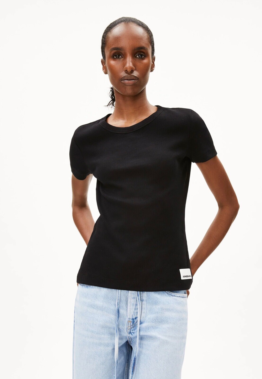 Armedangels - Kardaa Black - T-Shirt - black - L - 97% Cotton, 3% Elastane