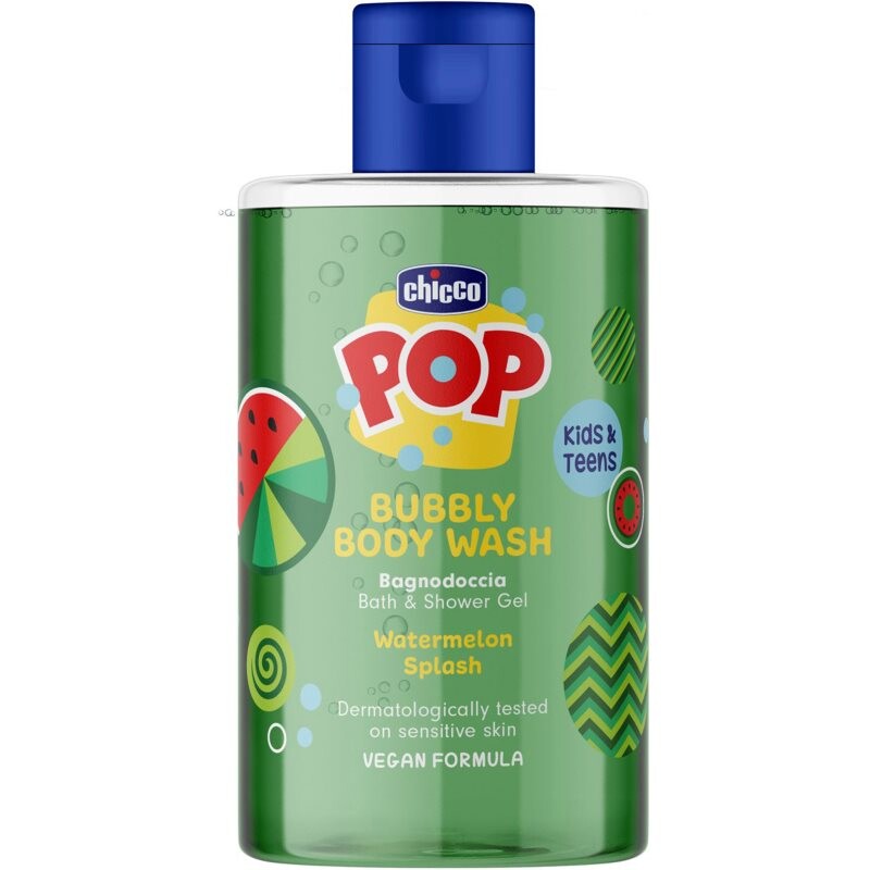 Chicco Pop Bubbly Body Wash shower and bath gel for children Watermelon Splash 300 ml
