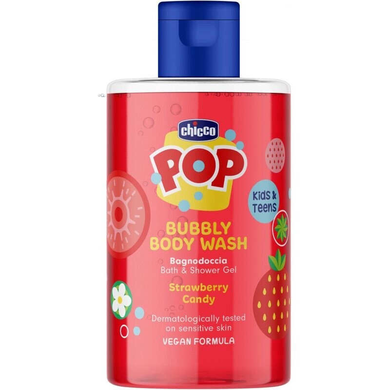 Chicco Pop Bubbly Body Wash shower and bath gel for children Strawberry Candy 300 ml
