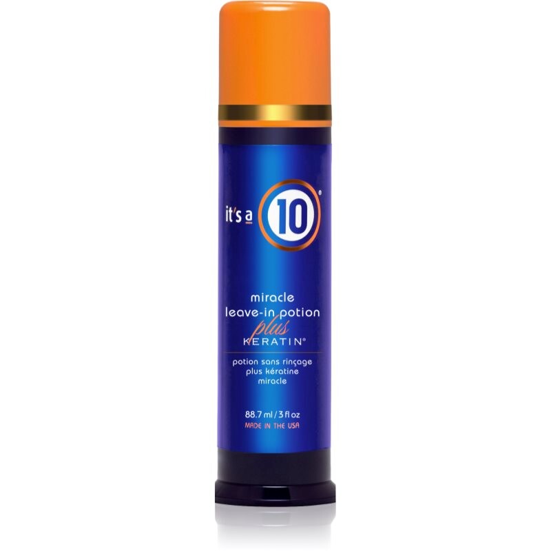 it's a 10 Plus Keratin Miracle Leave-in Potion leave-in balm for shiny and soft hair 88.7 ml