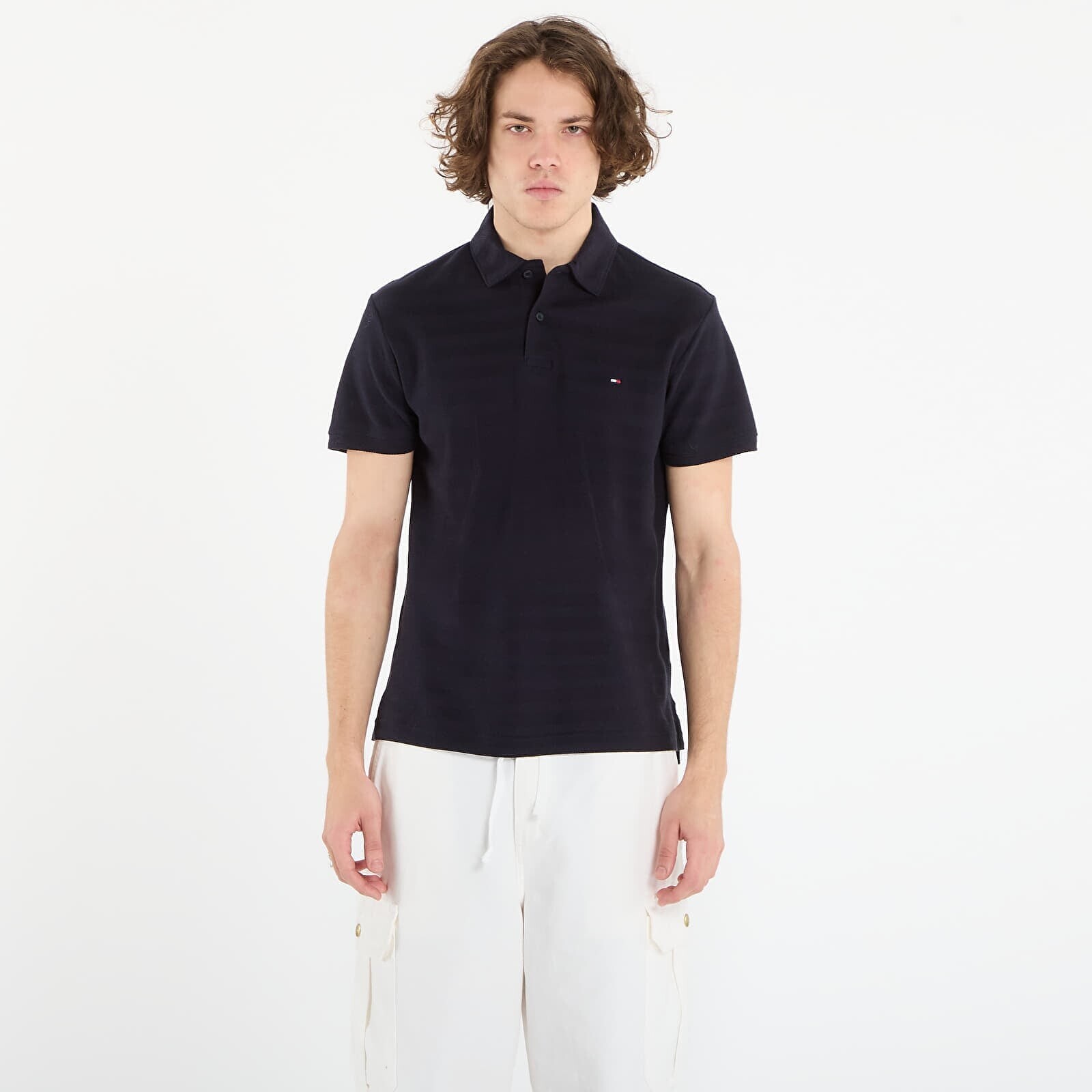T-shirt Tommy Hilfiger Ss Herringbone Reg Polo Desert Sky L