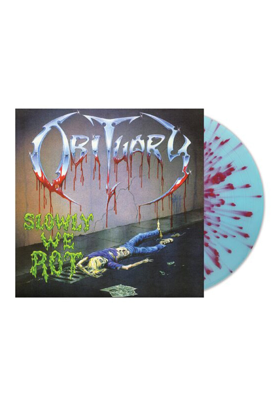 Obituary - Slowly We Rot Ltd. Light Blue w/ Blood Red - Splattered Vinyl