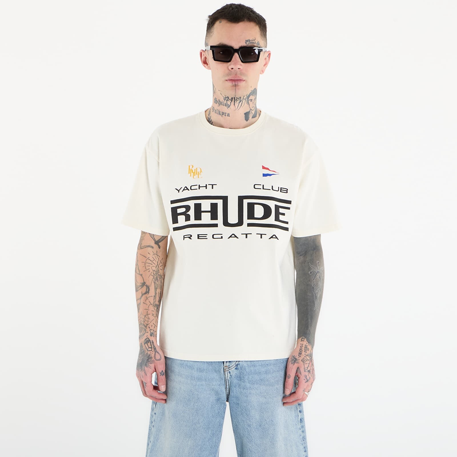 T-shirt Rhude Regatta Club Tee Vintage White/ Black/ Green L