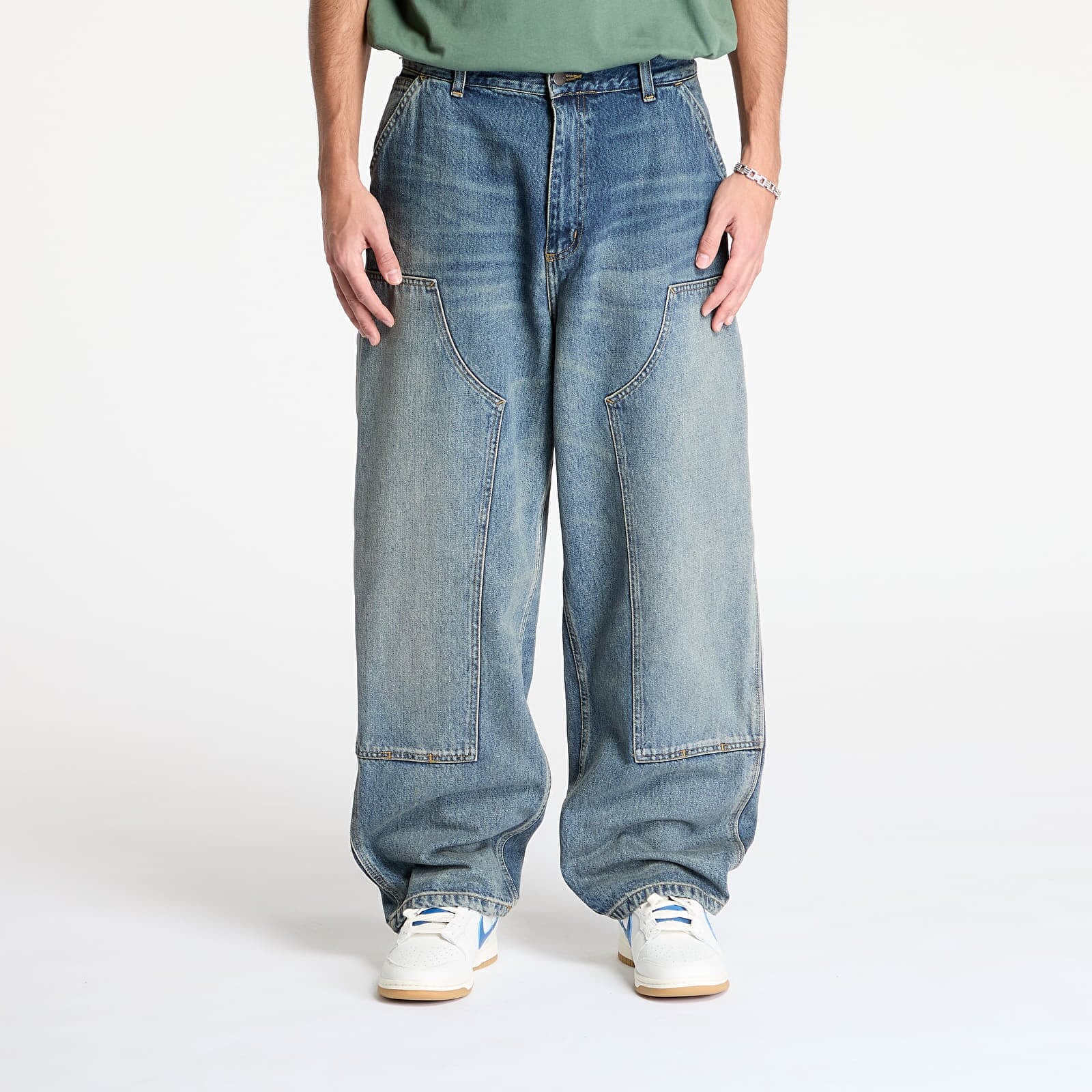 Pants Carhartt WIP W' Brandon Double Knee Pant Blue Worn Used Wash XS