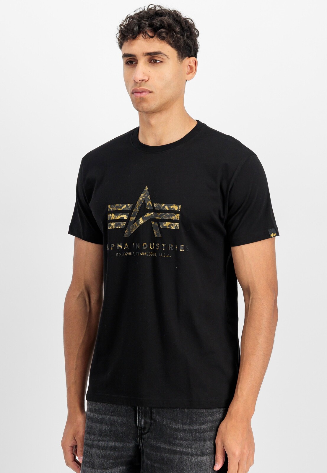 Alpha Industries - Basic Big Logo Effect Print Black - T-Shirt - black - L - 100% Cotton