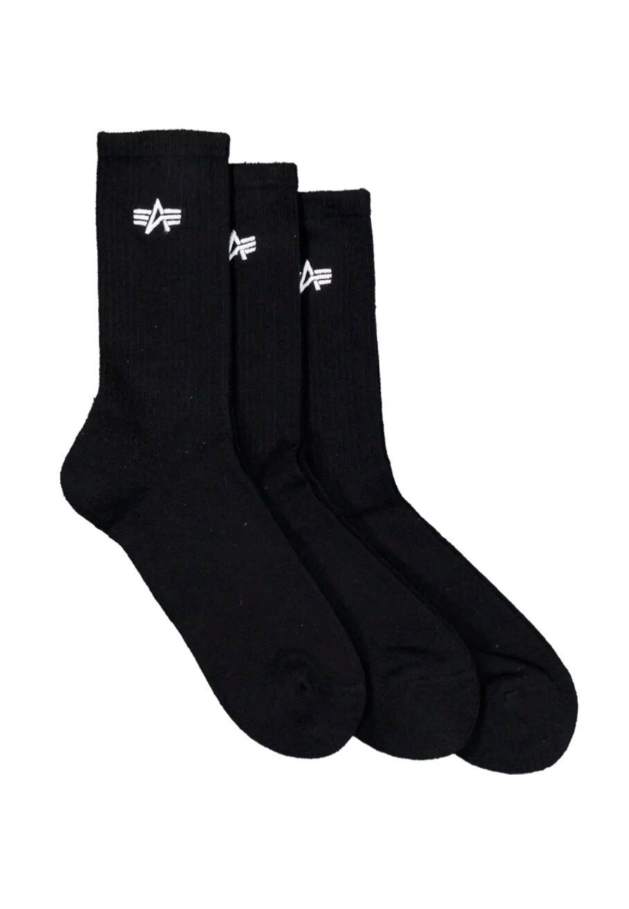 Alpha Industries - Basic Pack Of 3 Black - Socks - black - EU 39-42 - 78% Cotton, 20% Polyamide, 2% Elastane