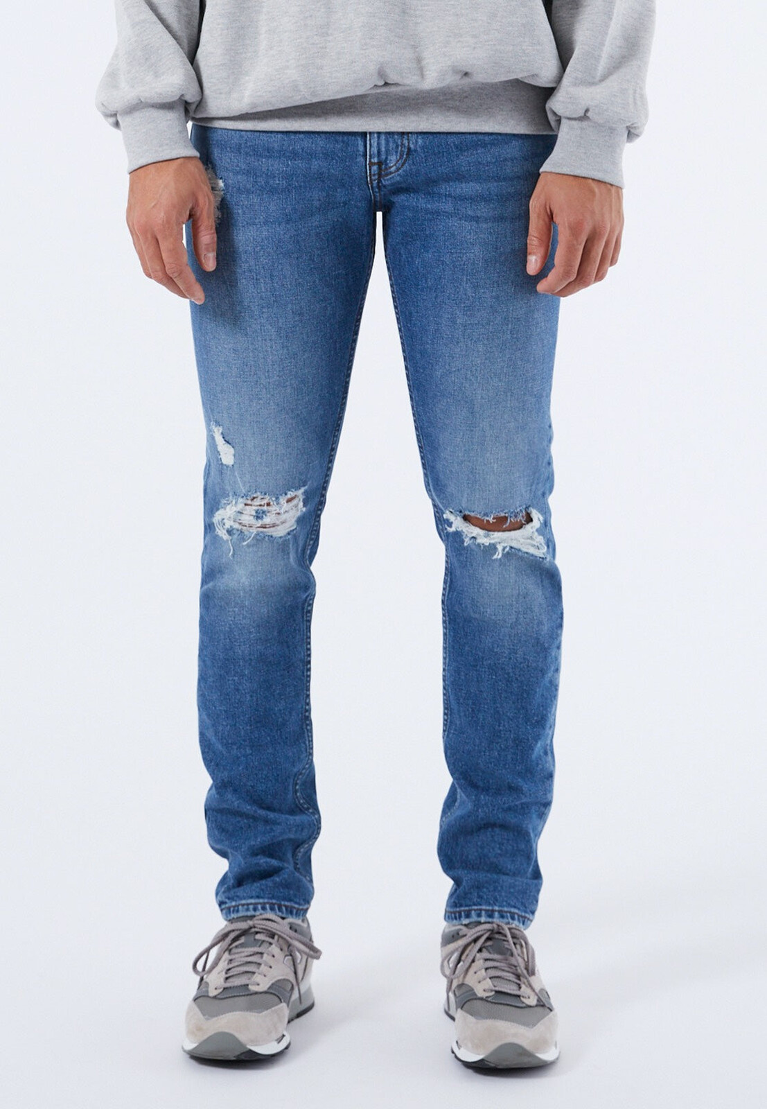 Dr. Denim - Clark Rubble Mid Blue Ripped - Jeans - blue - W32 / L32 - 83% Cotton, 11% Lyocell, 5% Hemp, 1% Elastane,Denim