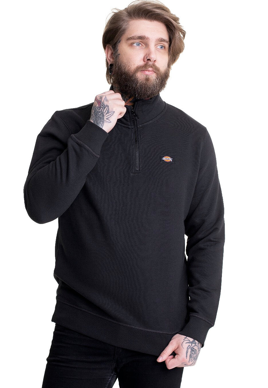 Dickies - Oakport Quarter Zip Black - Sweater - black - L - 60% Cotton, 40% Polyester
