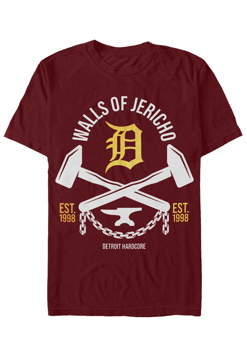 Walls Of Jericho - Crossed Hammers Maroon - T-Shirt - burgundy - XL - 100% Cotton