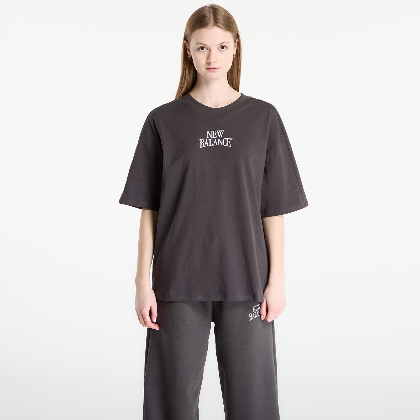 T-shirt New Balance Linear Heritage Oversized T-Shirt Faded Black L