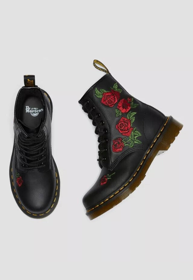 Dr. Martens - 1460 Vonda Floral Rose Black Softy - Girl Shoes