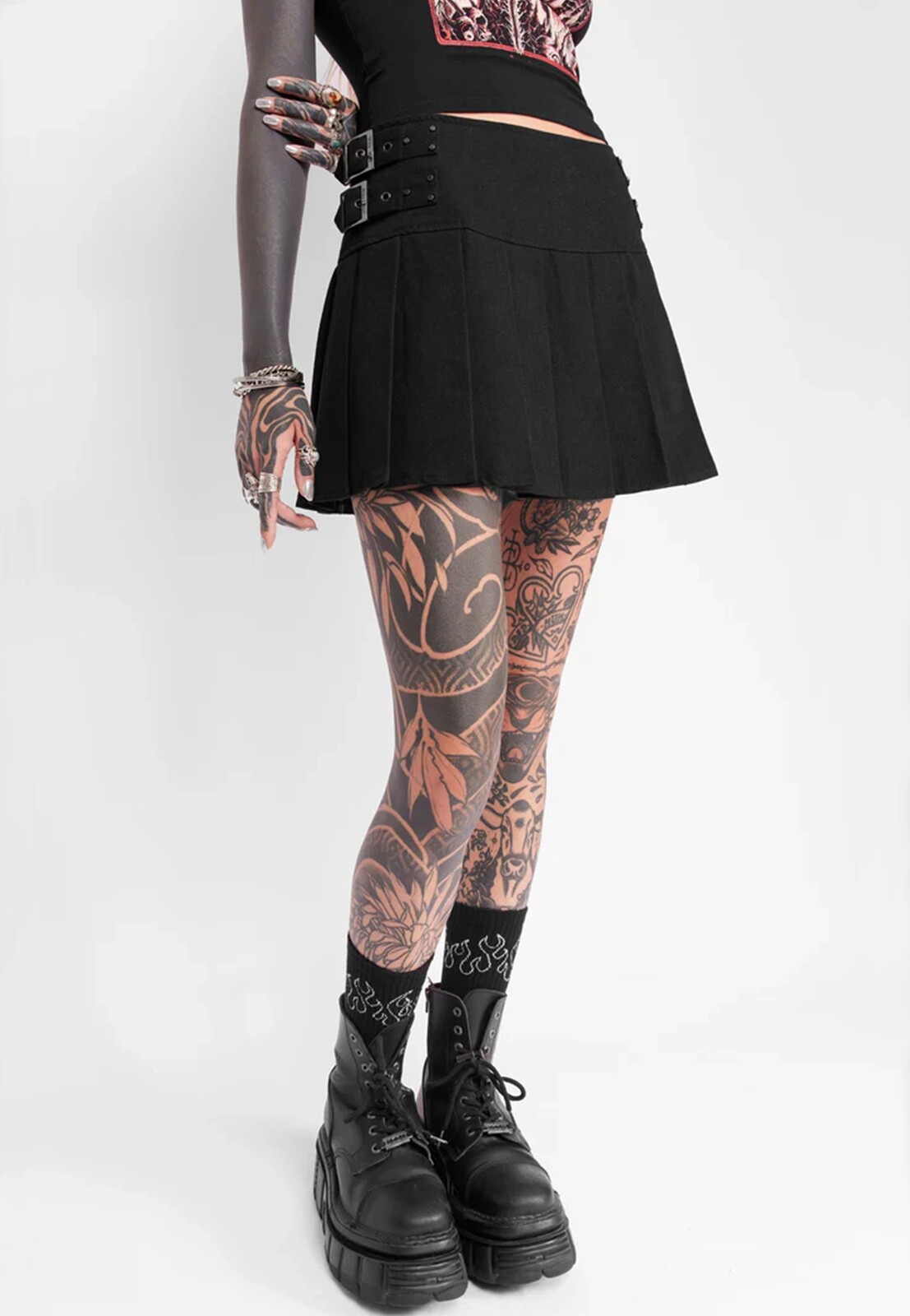 Mary Wyatt - Daria Pleated Black - Skort - black - Small - 80% Cotton, 20% Polyester