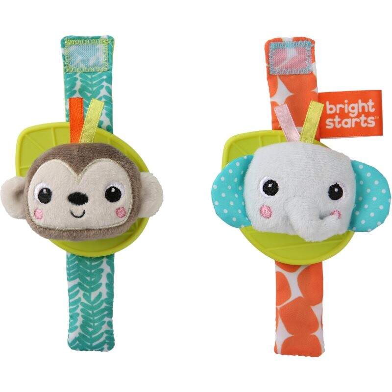 Bright Starts Wrist Pals Toy hand rattle with teether Monkey & Elephant 0 m+ 2 pc