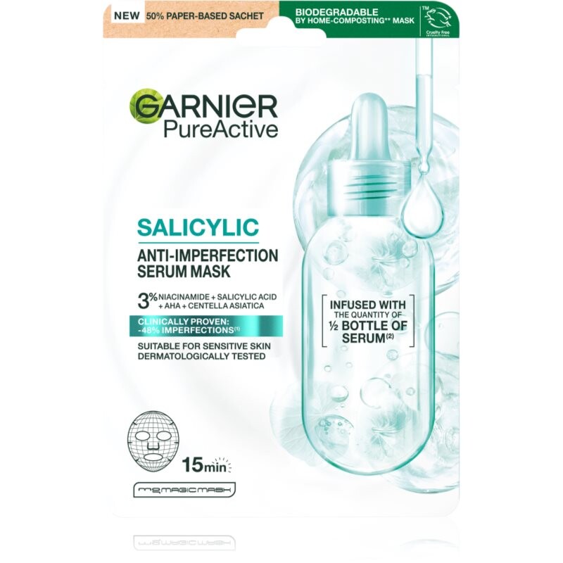 Garnier Pure Active Salicylic sheet mask to treat skin imperfections 1 pc