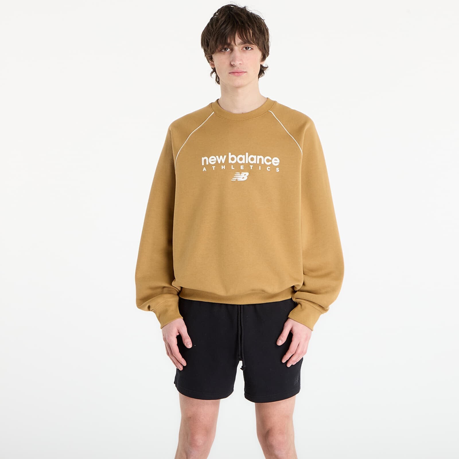 Sweatshirt New Balance Linear Graphic Fleece Crew Stucco M