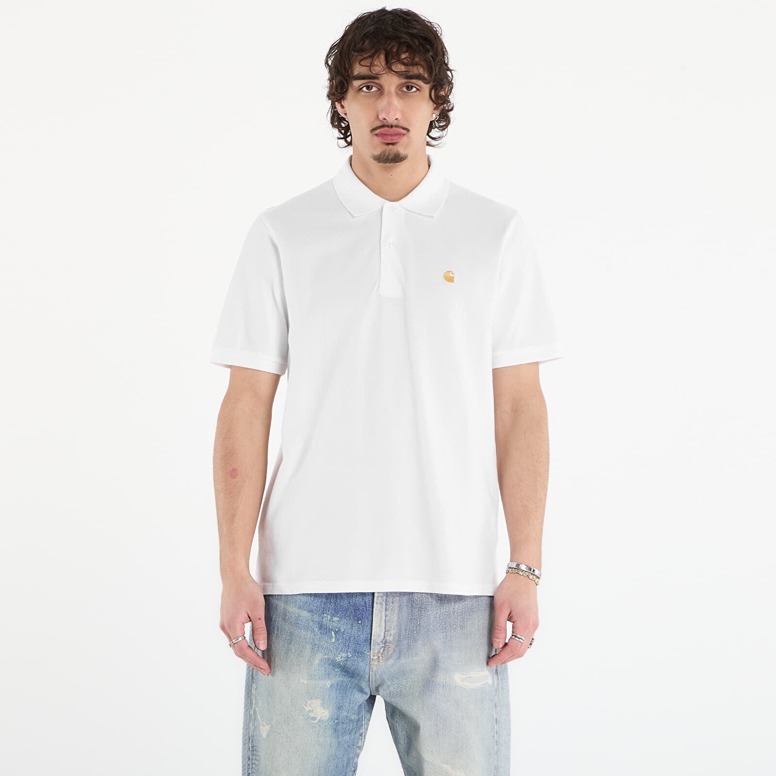 T-shirt Carhartt WIP S/S Chase Pique Polo UNISEX White/ Gold M