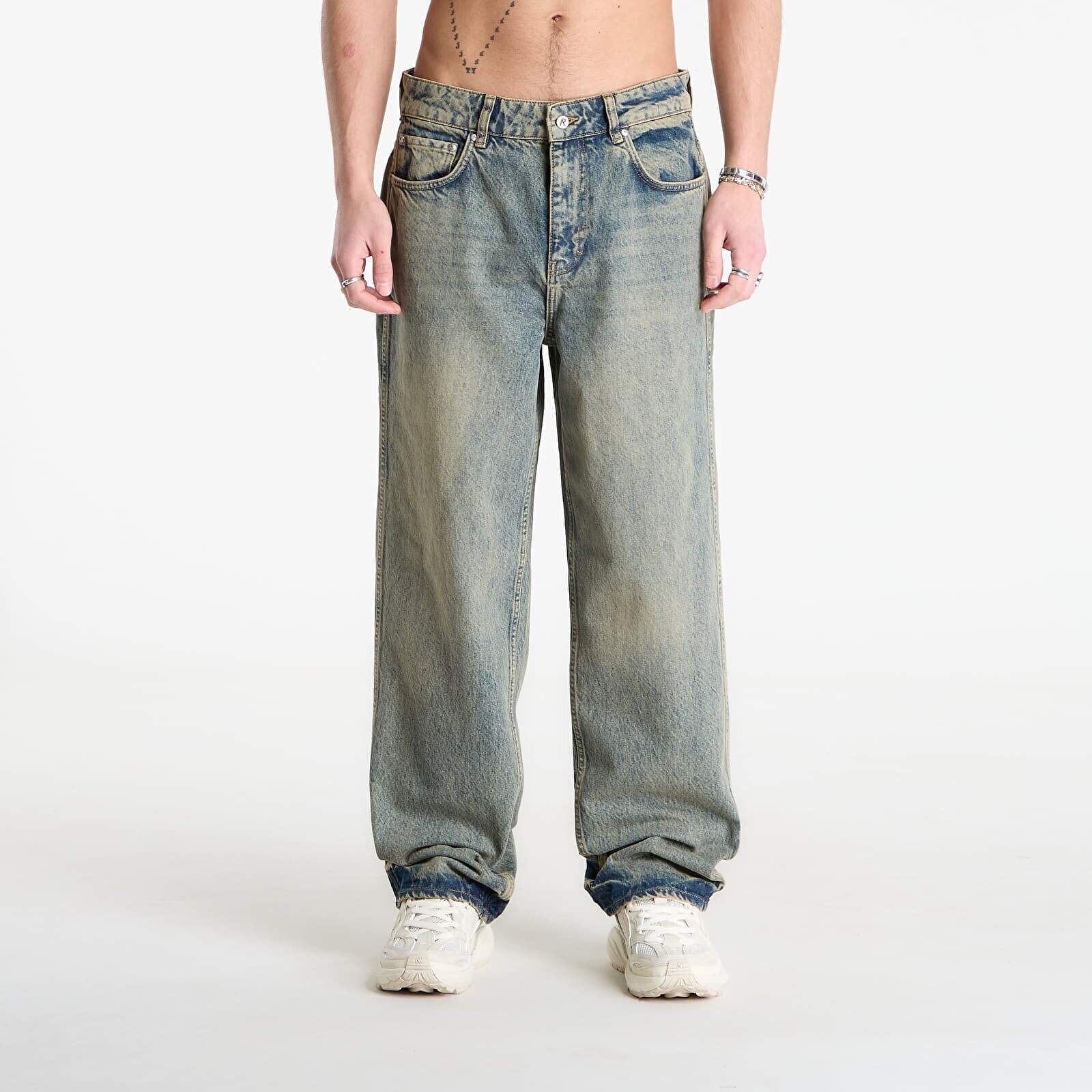 Pants REPRESENT R3 Baggy Denim Blue Cream 32