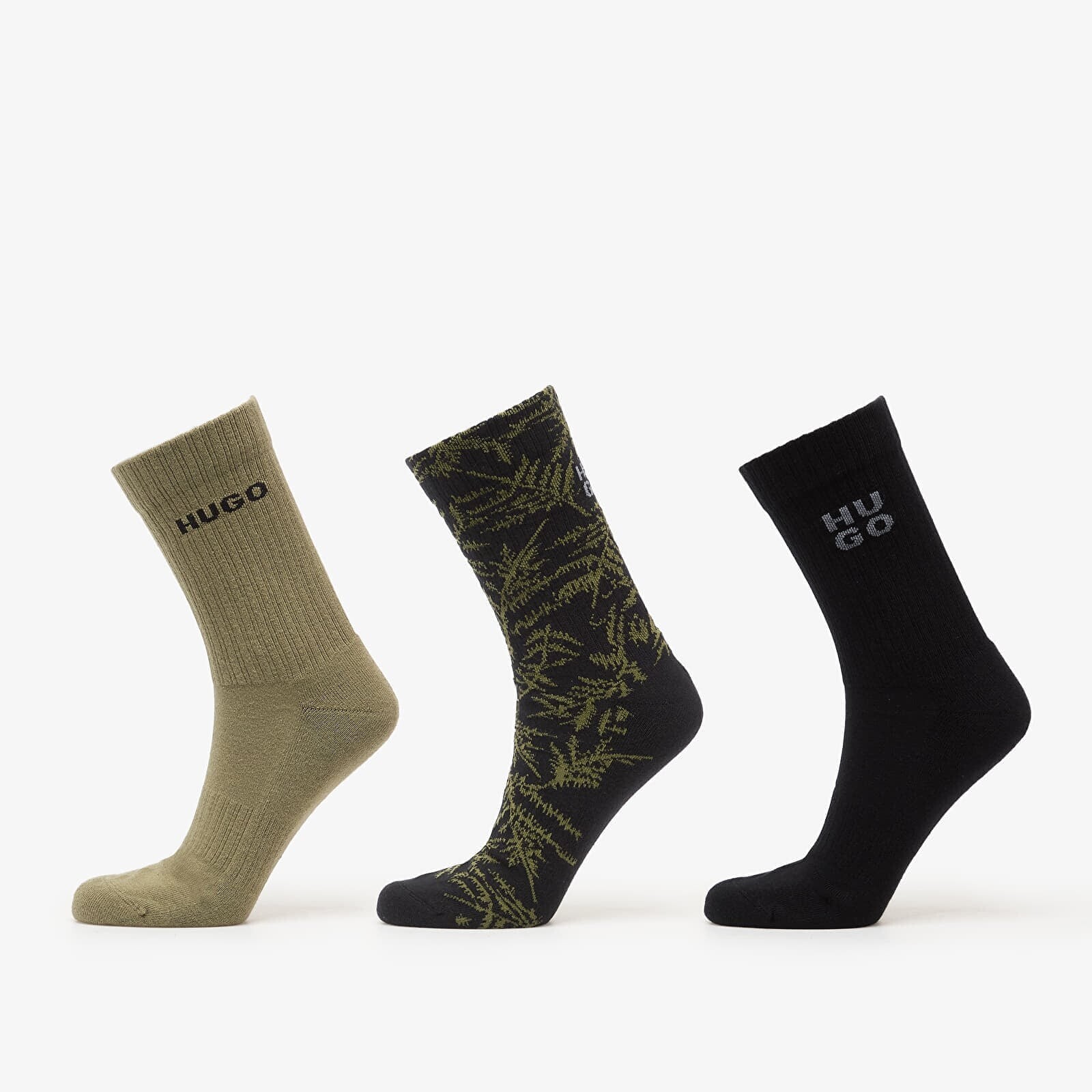 Hugo Boss Qs Rib Fern Socks 3-Pack Black 40-46