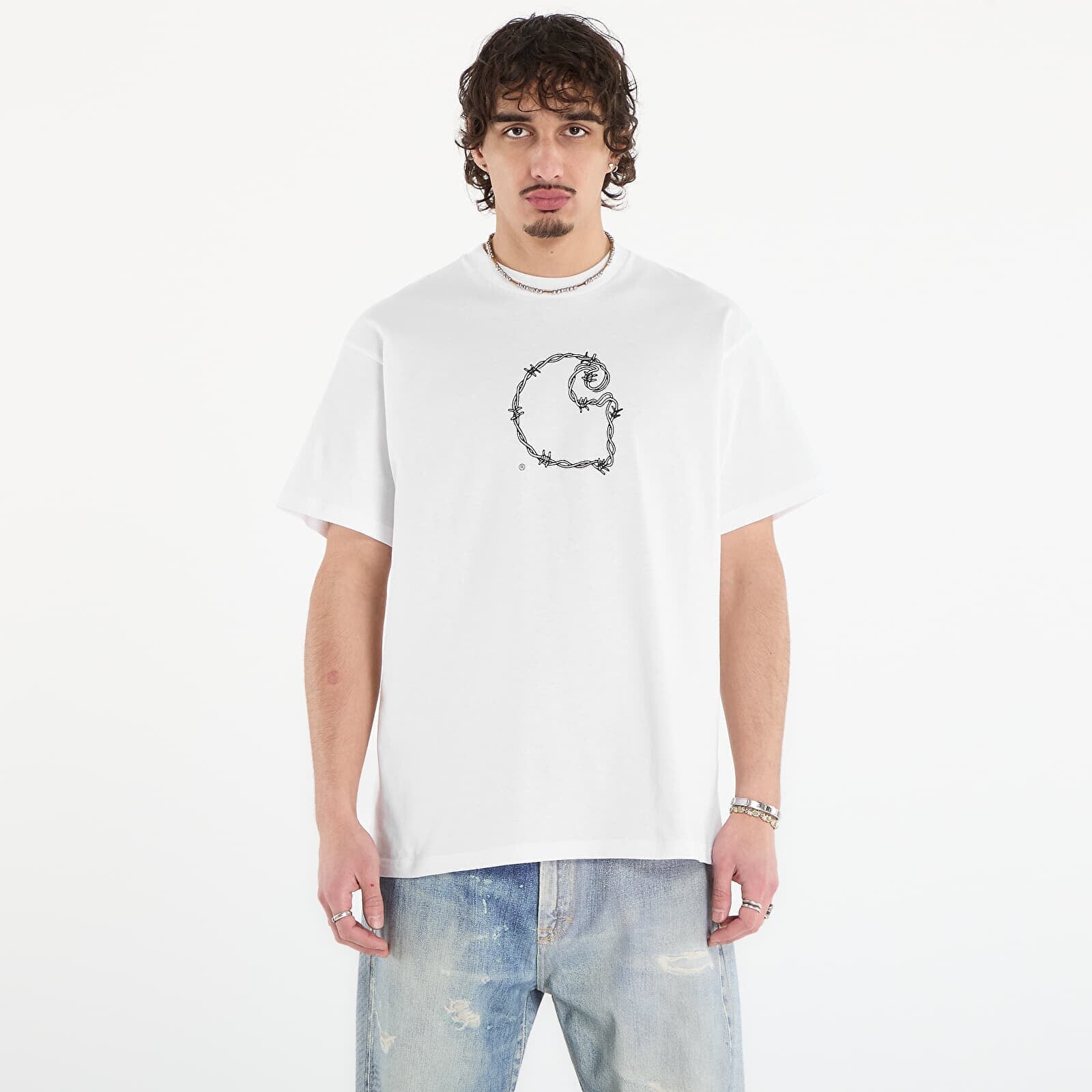 T-shirt Carhartt WIP S/S Barbwire C T-Shirt UNISEX White XXL