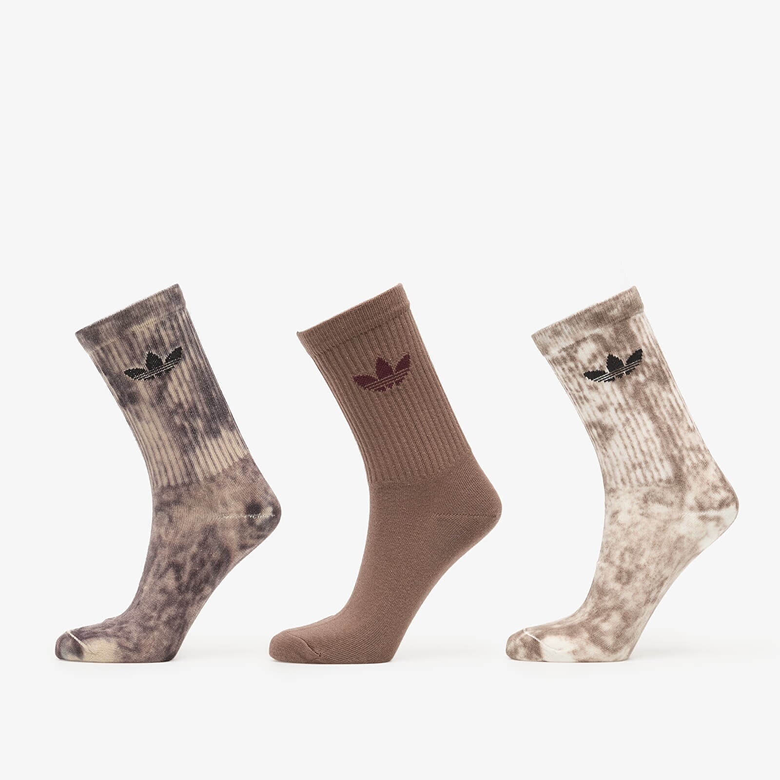 adidas Tie Dye Crew Socks 3-Pack Utility Black/ Off White/ Earth Strata XL