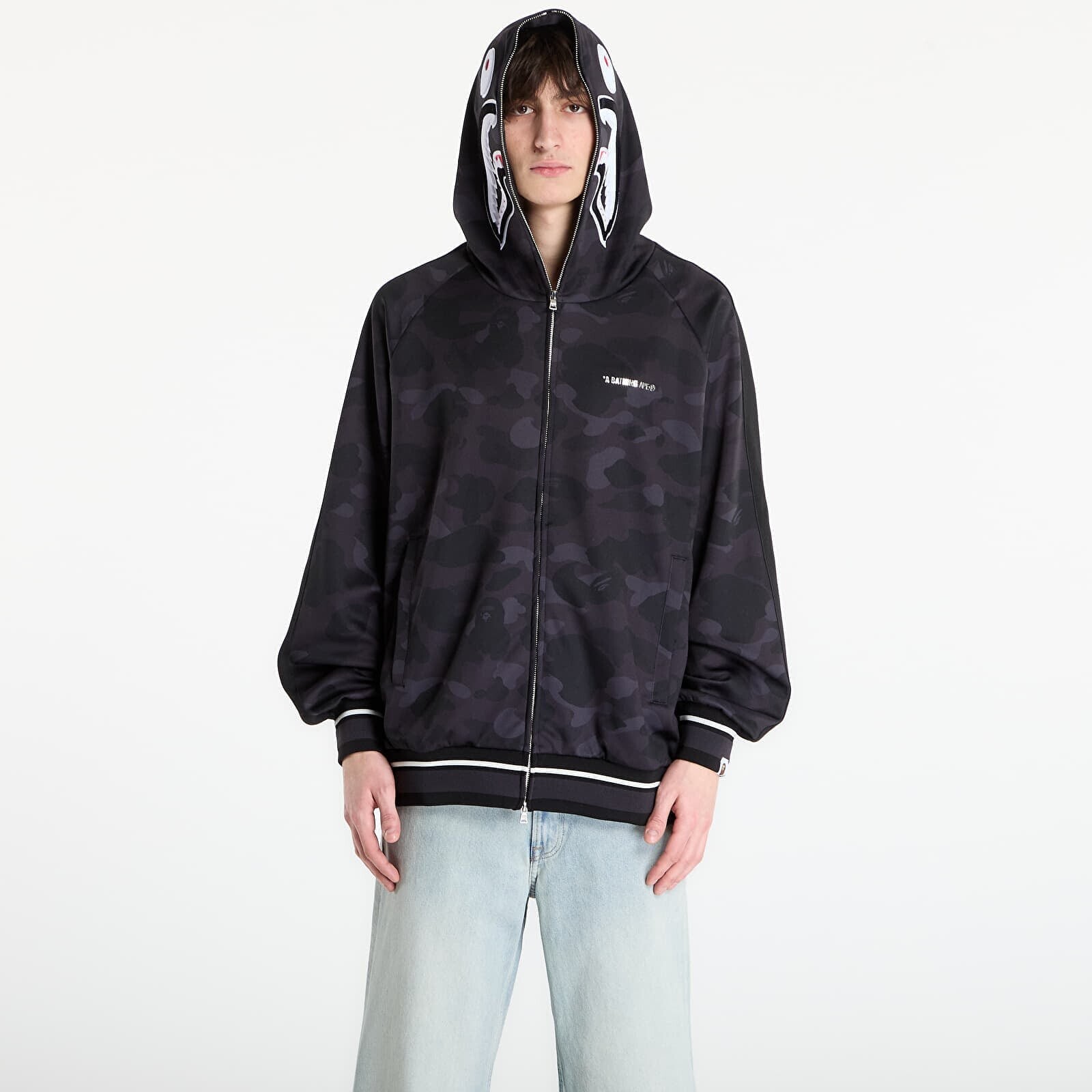 Sweatshirt A BATHING APE Color Camo Shark Relaxed Fit Hoodie Track Jacket M Black L