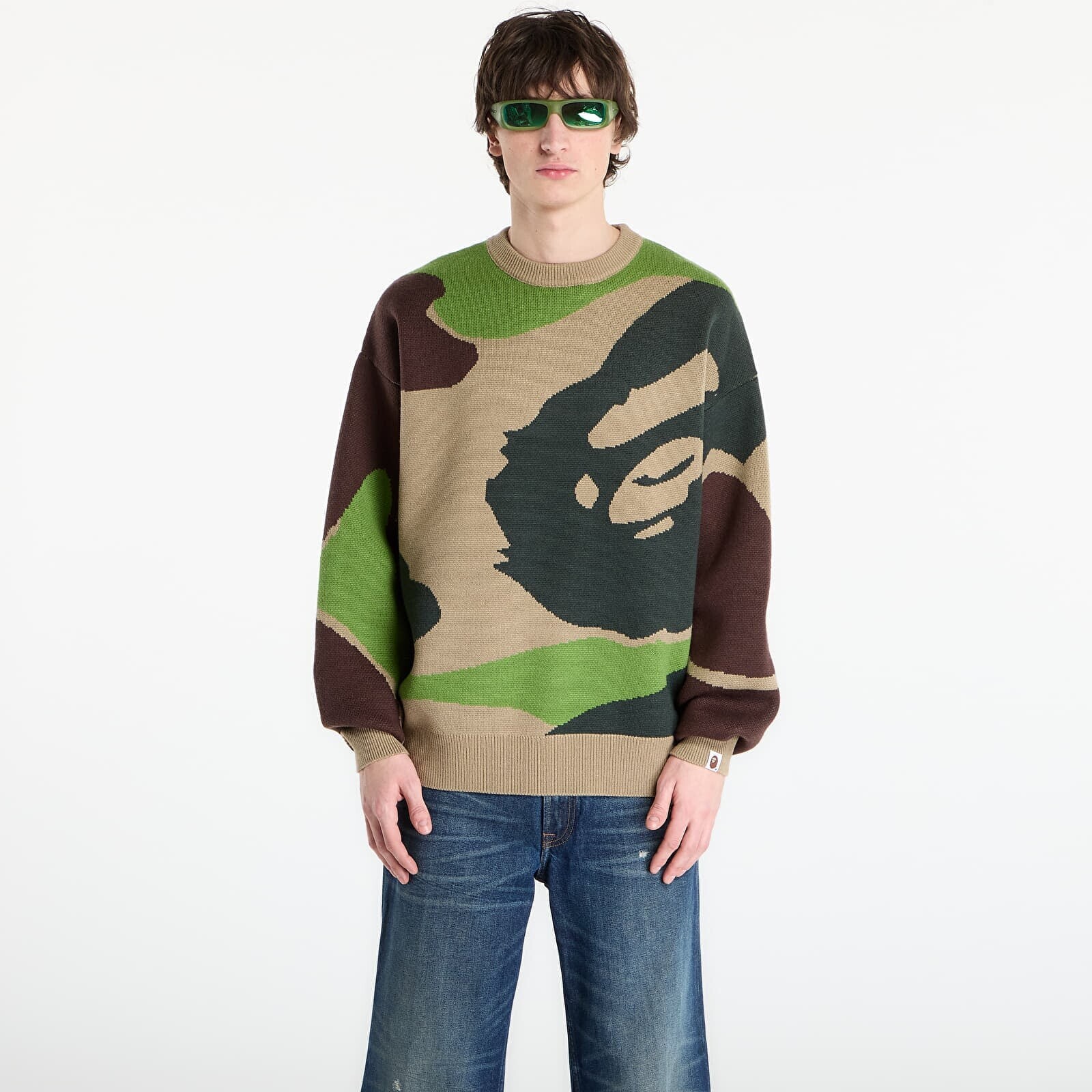 Sweater A BATHING APE Mega Abc Camo Knit Crewneck Sweatshirt M Green S