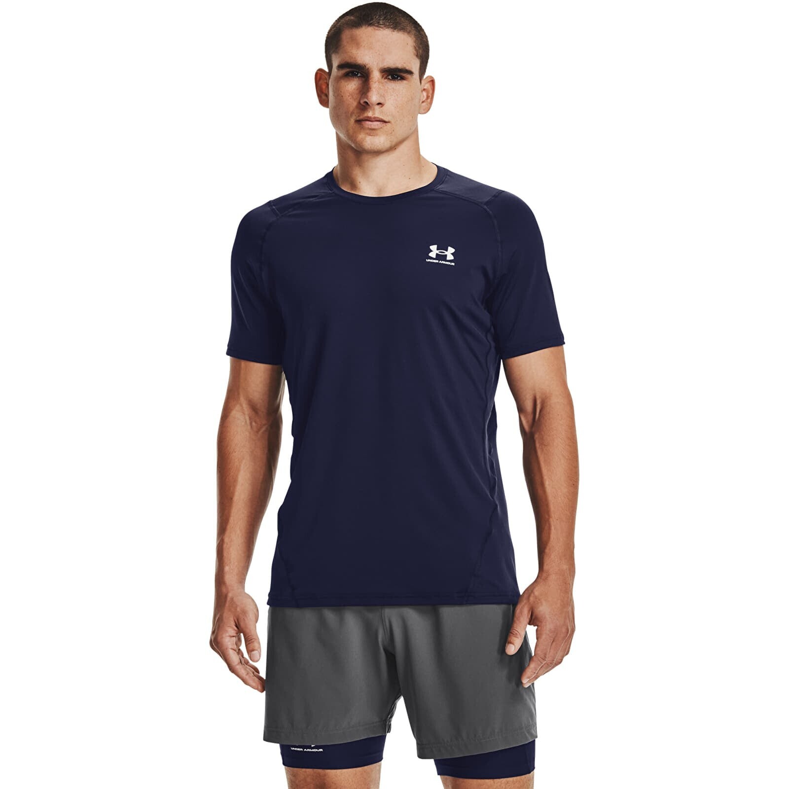 T-shirt Under Armour Hg Armour Fitted SS Midnight Navy/ White M