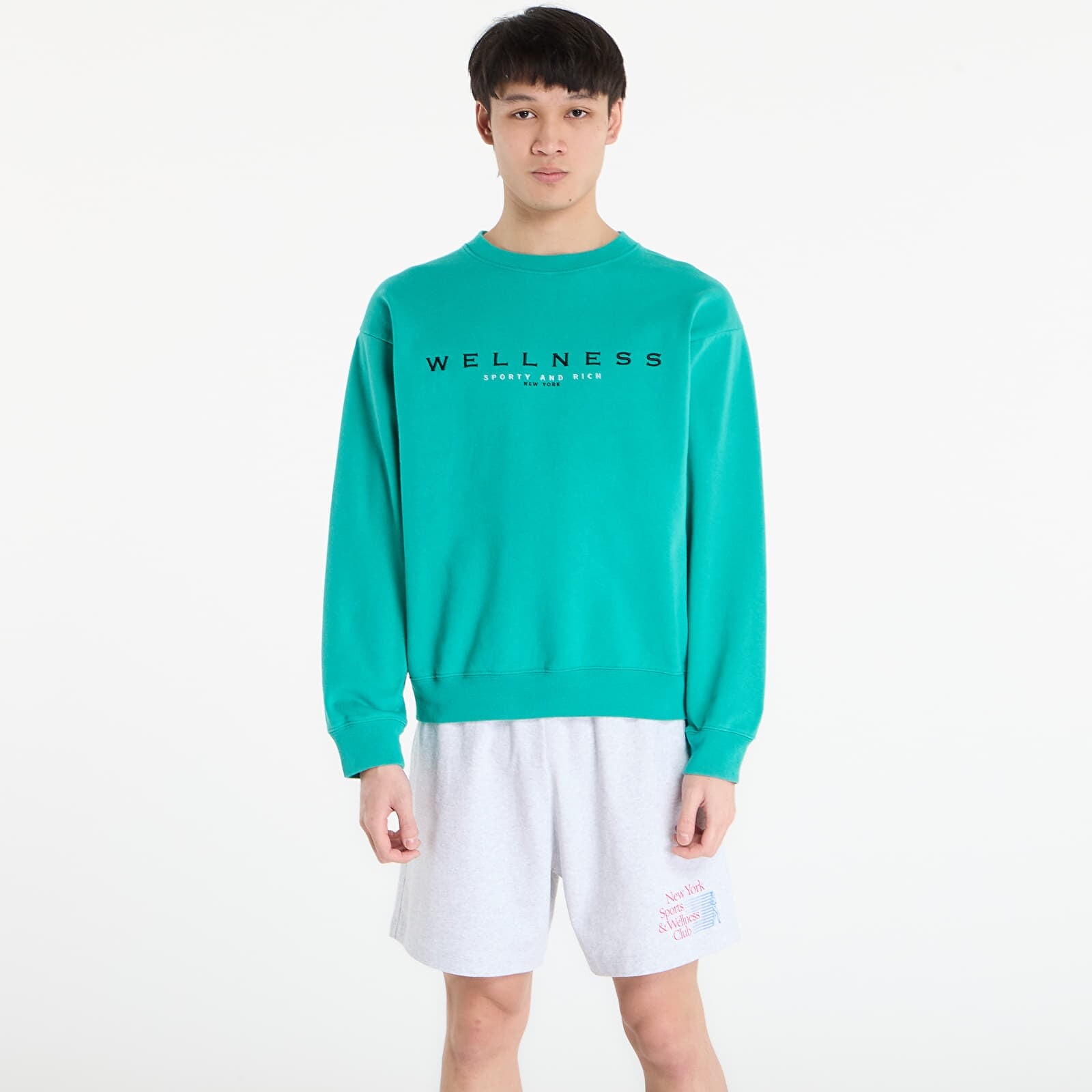 Sweatshirt Sporty & Rich Spellout Embroidered Crewneck UNISEX Spring Green XL