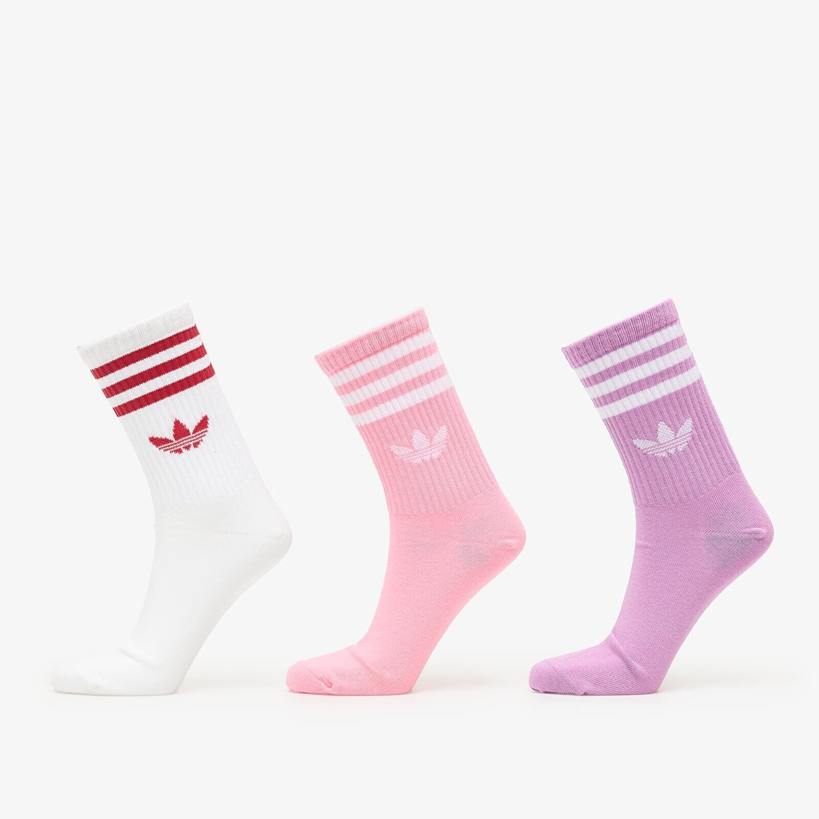 adidas 3S Crew Socks 3-Pack Preloved Purple/ Bliss Pink/ White M