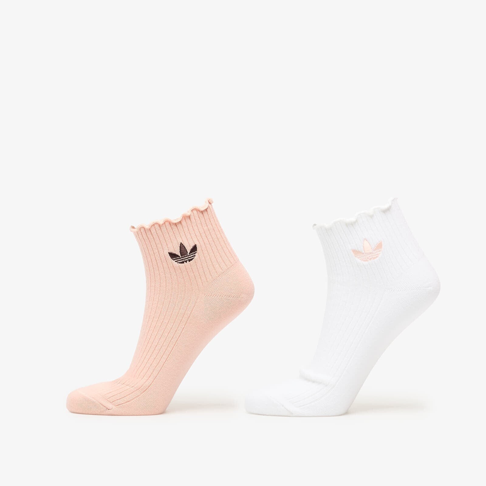 adidas Ruffle 1/4 Socks 2-Pack Blush Pink/ White M