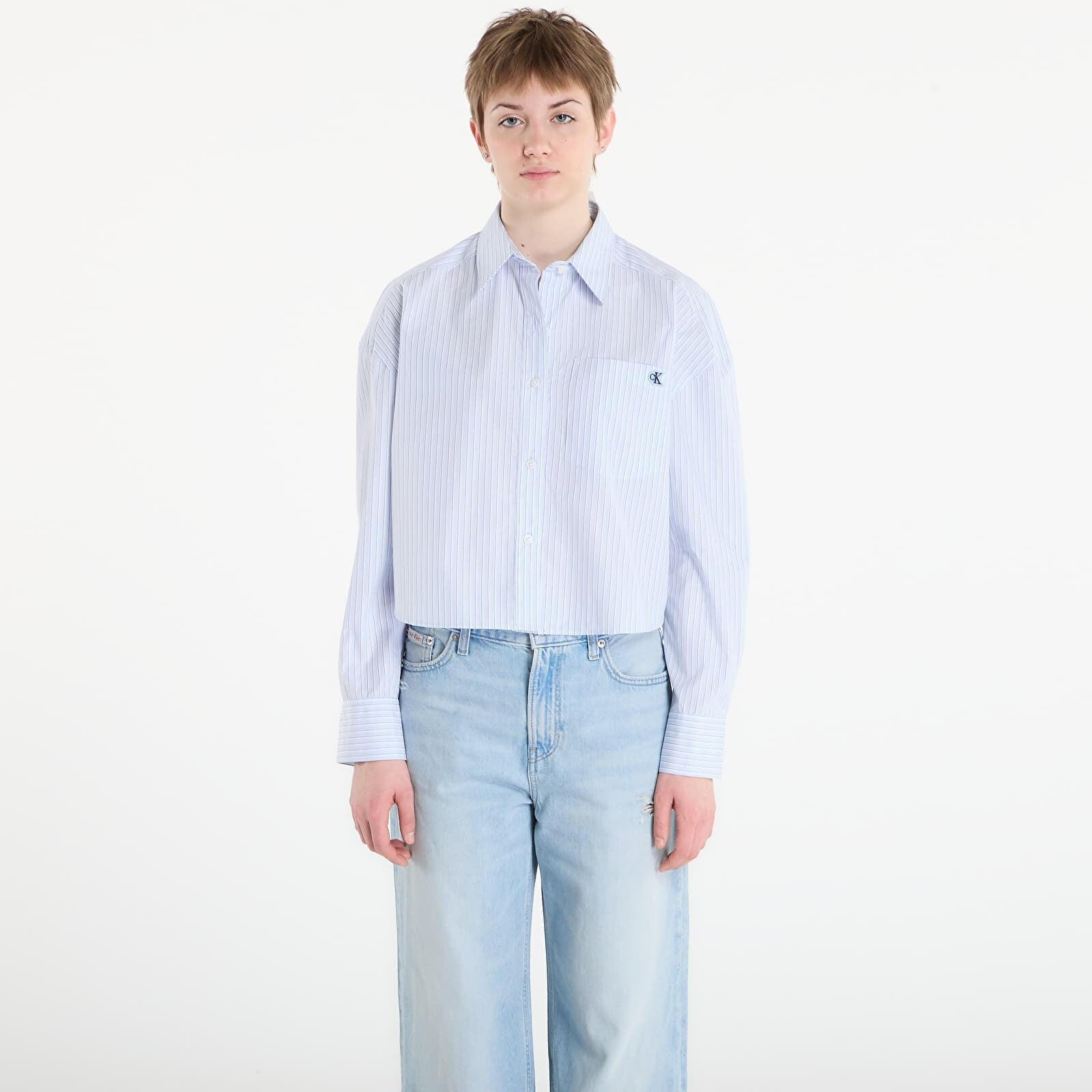 Shirt Calvin Klein Jeans Yarndye Cotton Poplin Shirt Blue XS