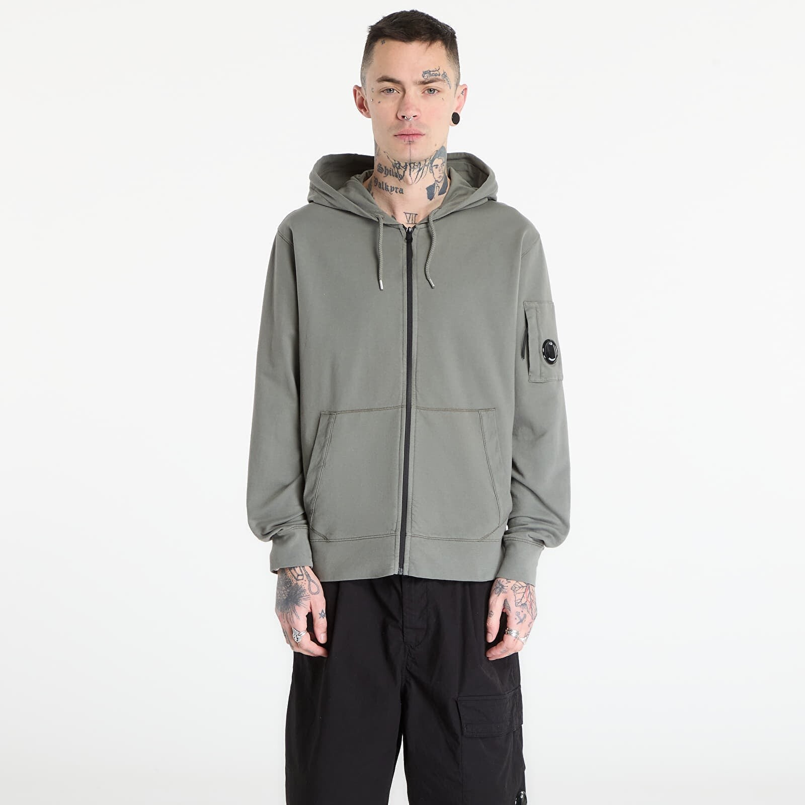Sweatshirt C.P. Company Hooded Open Gunmetal Grey L