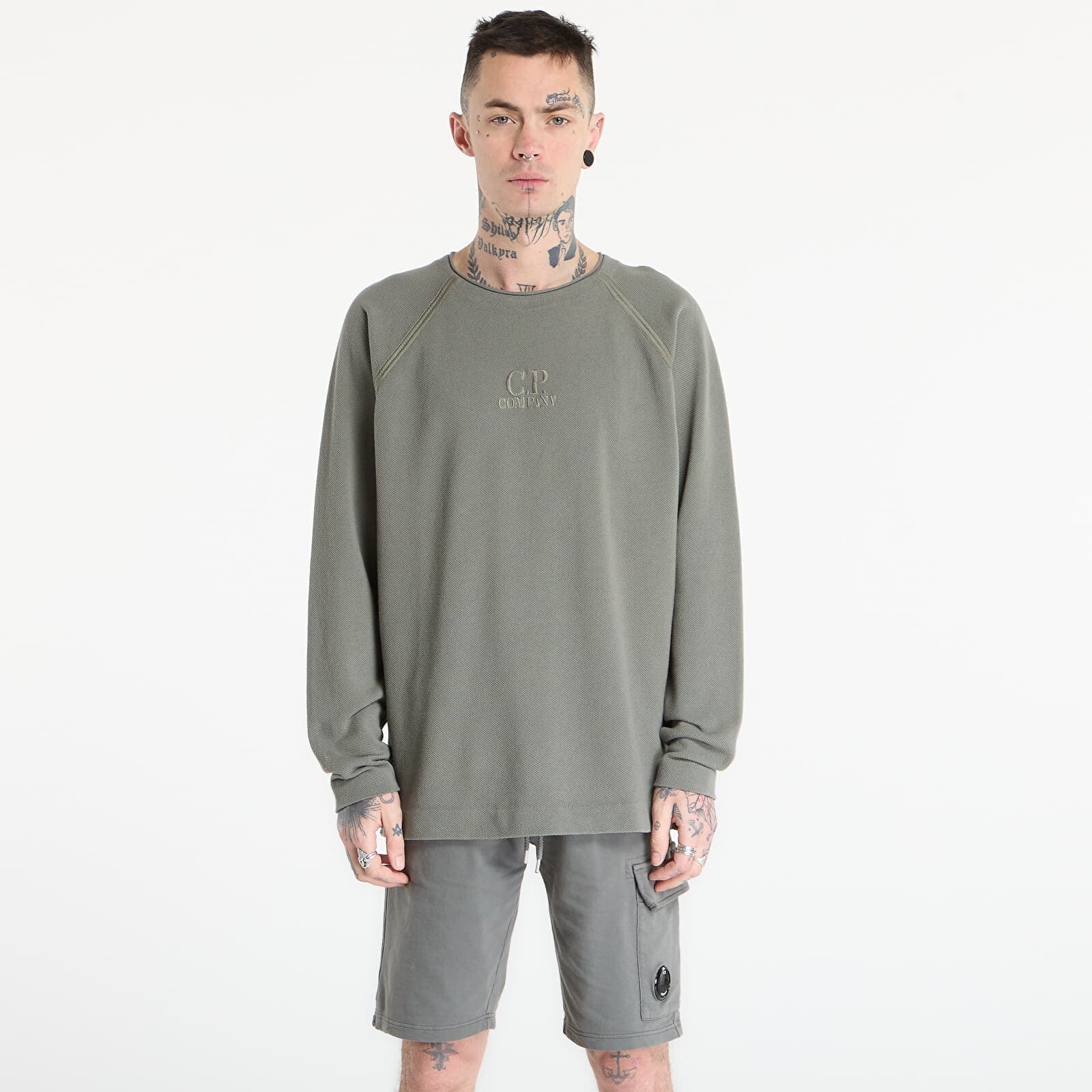 Sweatshirt C.P. Company Heavy Piquet Pigment Dyed Mockneck Sweatshirt Gunmetal Grey S