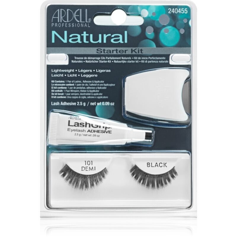 Ardell Natural stick-on eyelashes with glue 101 Demi Black 4 pc