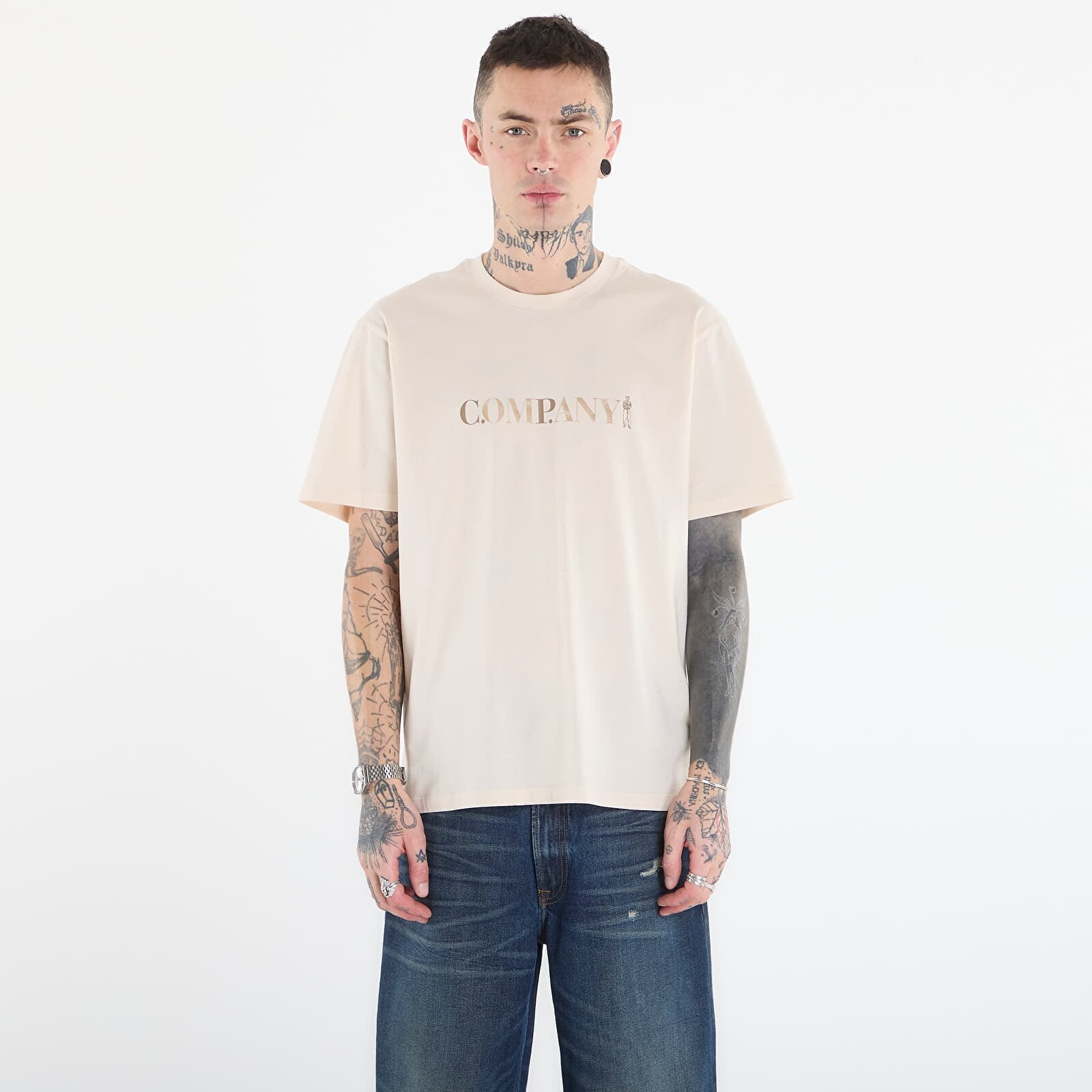 T-shirt C.P. Company 30/1 Jersey Short Sleeve Logo T-Shir Frozen Dew/ White S