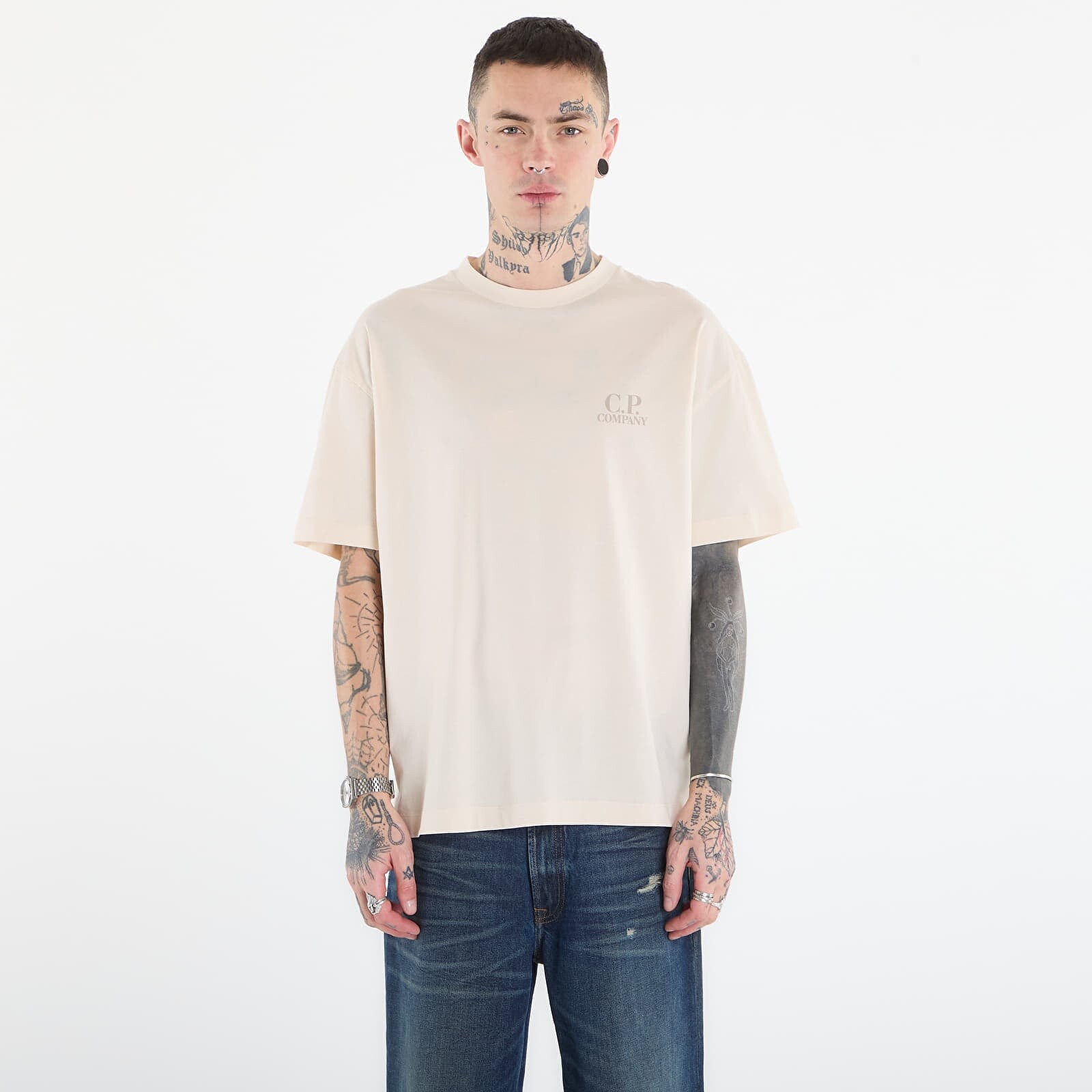 T-shirt C.P. Company 30/1 Jersey Short Sleeve Logo T-Shir Frozen Dew/ White M