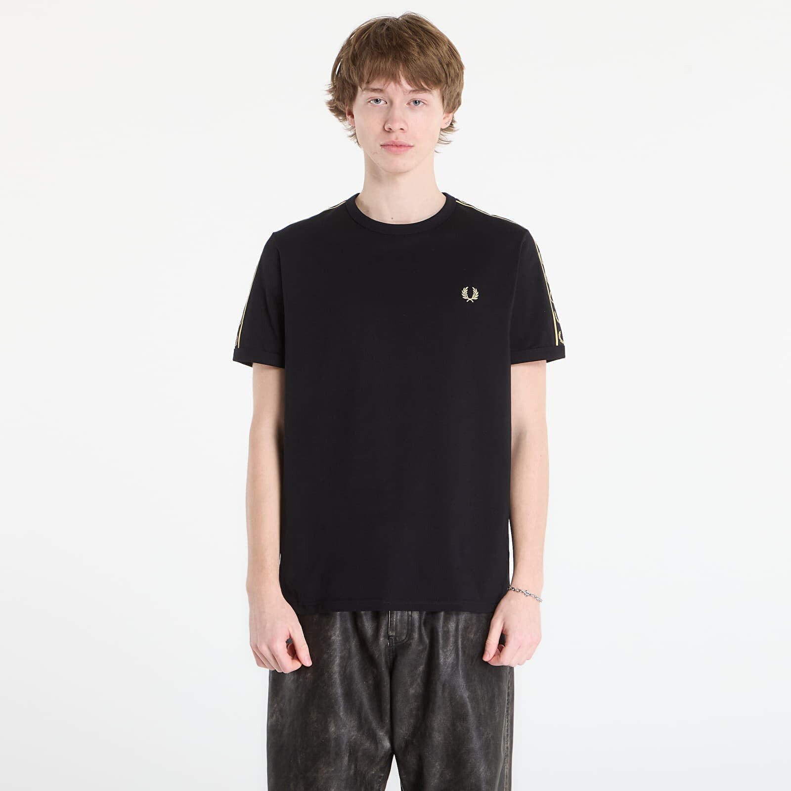 T-shirt FRED PERRY Contrast Tape Ringer T-Shirt Black/ Champagne XL