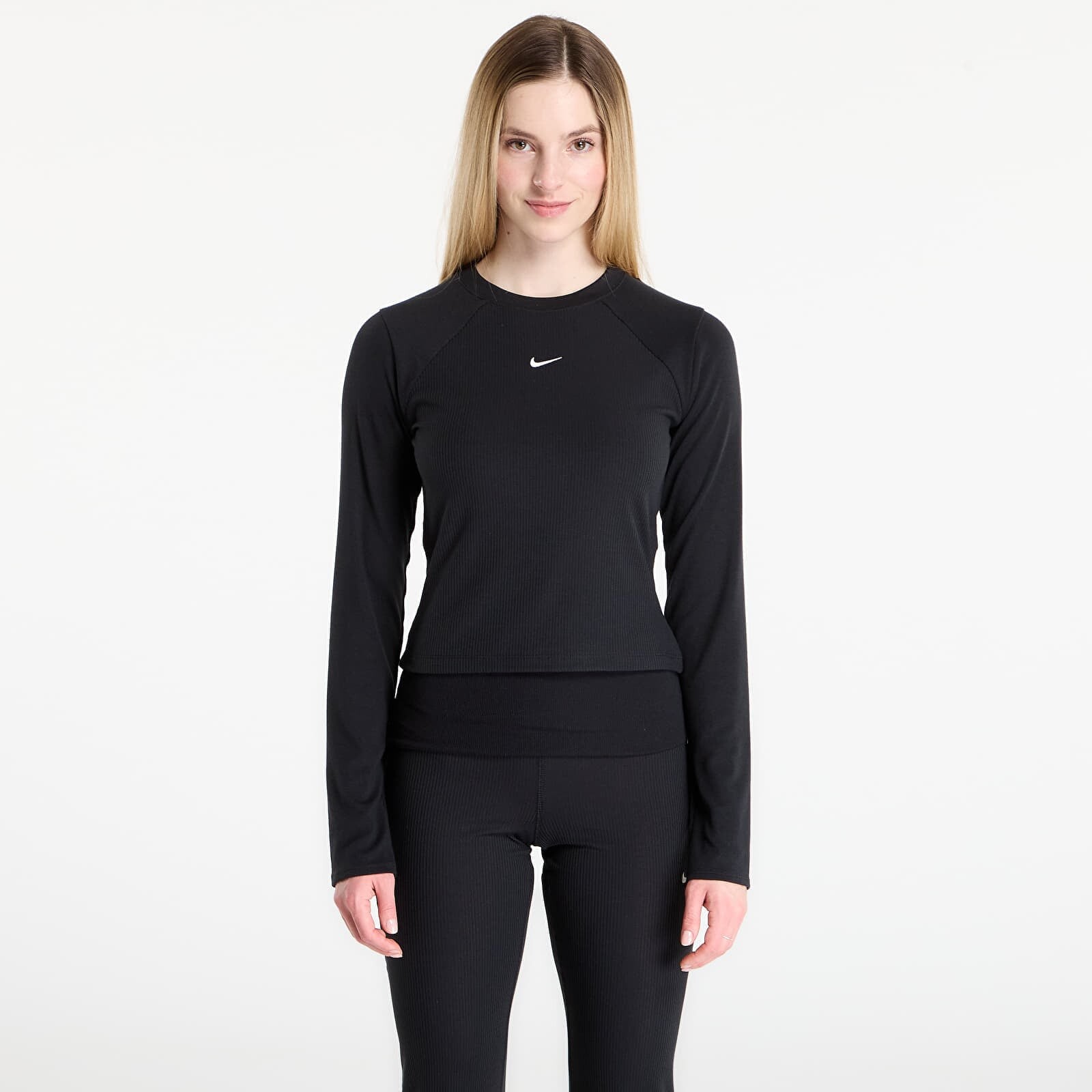 T-shirt Nike Sportswear Chill Knit Women's Tight Long-Sleeve Ribbed Top Black/ Sail S