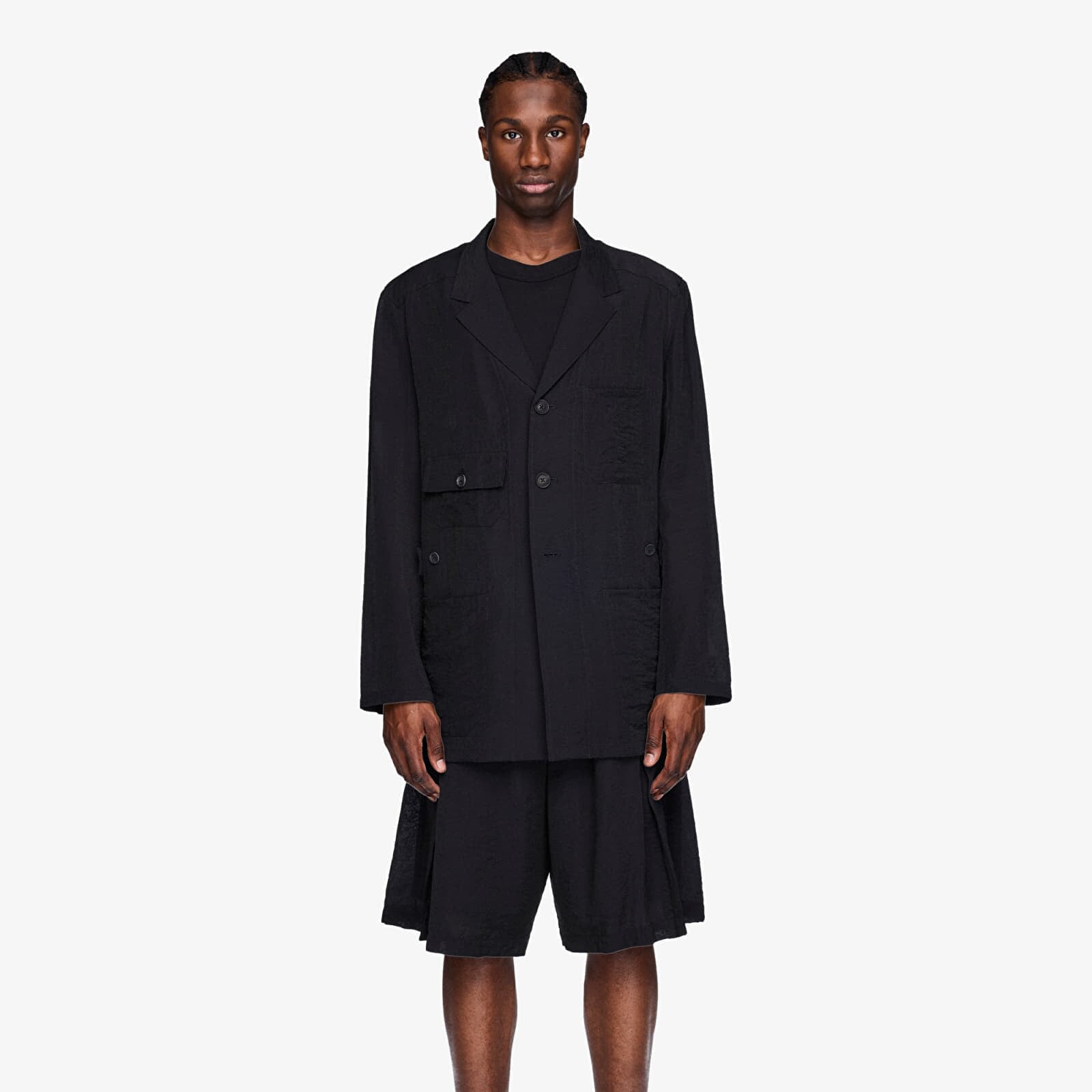 Jacket Y-3 Crinkle Viscose Chore Coat Black/ Night Grey XL