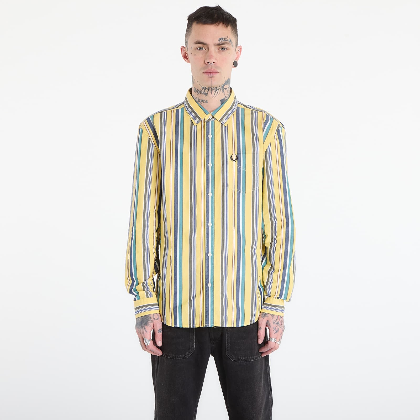 Shirt FRED PERRY Relaxed Stripe Shirt Lemon Barley XL