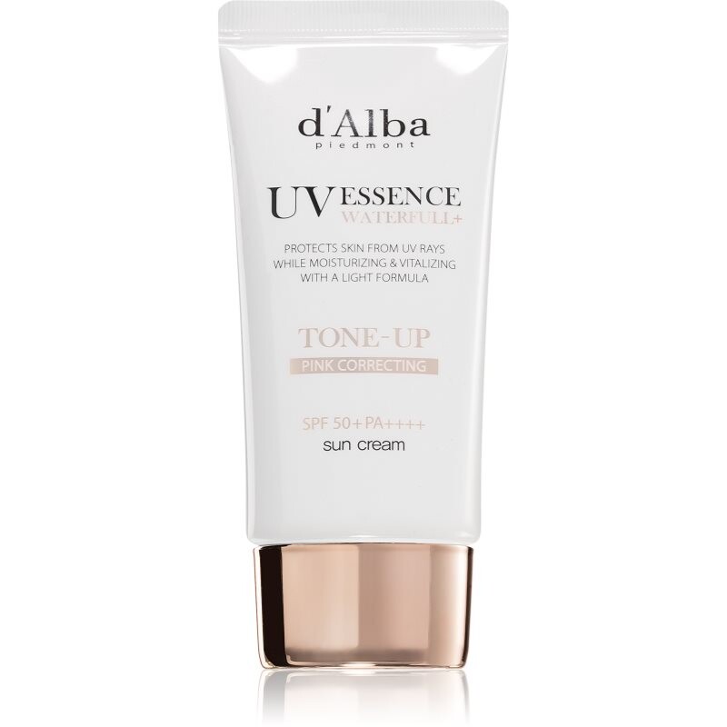 d'Alba Waterfull Pink Correcting Tone-Up Sun Cream facial sunscreen for radiance and hydration SPF 50+ 50 ml