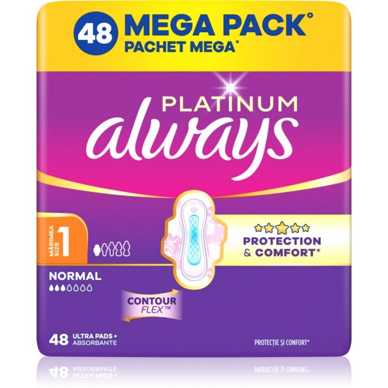 Always Platinum Normal Size 1 sanitary towels with wings 48 pc