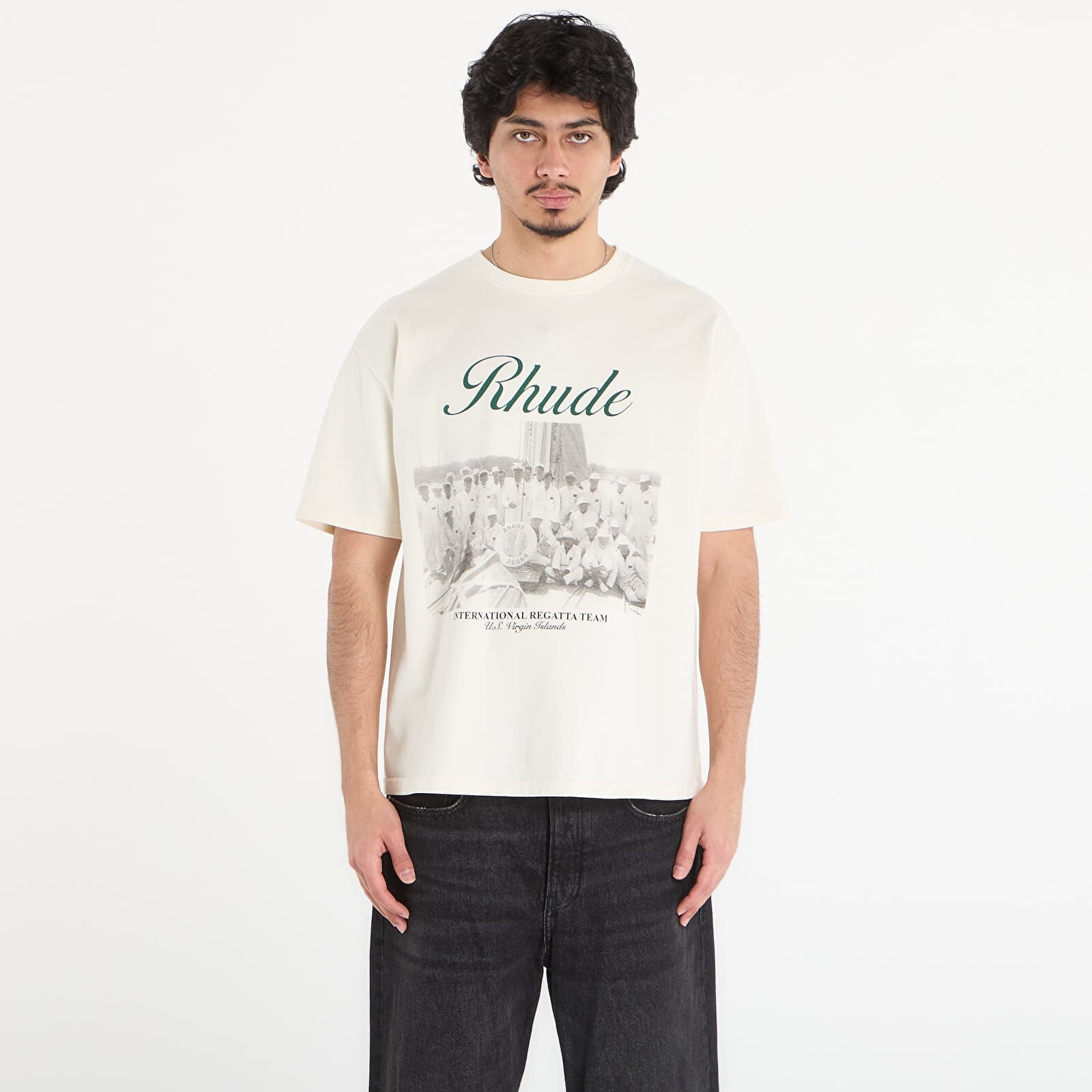 T-shirt Rhude Virgin Islands Script Tee Vintage White/ Black/ Green XL