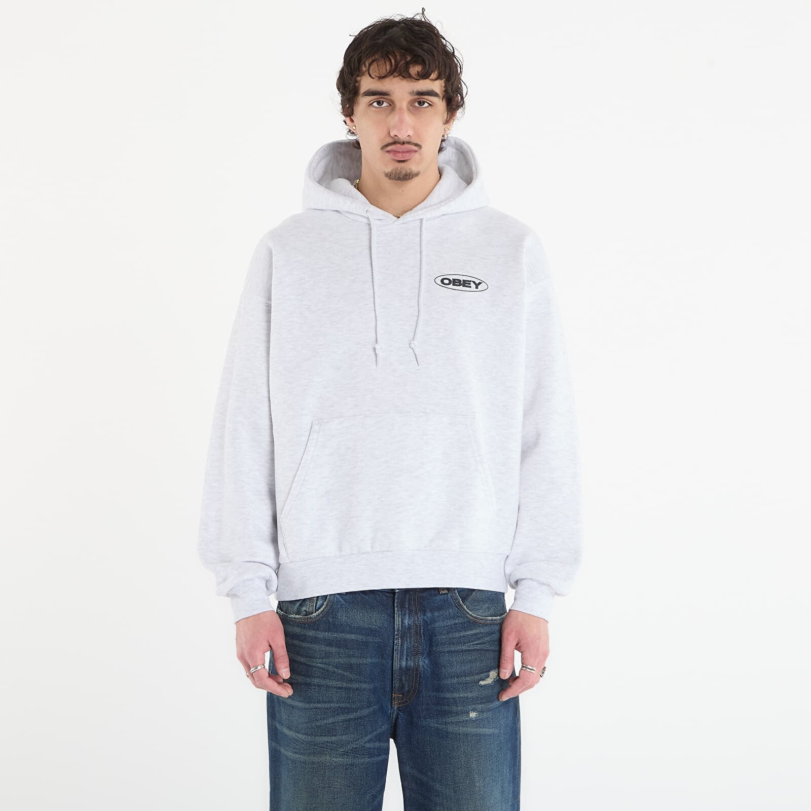 Sweatshirt OBEY Oval Cities Hood Ash Grey L
